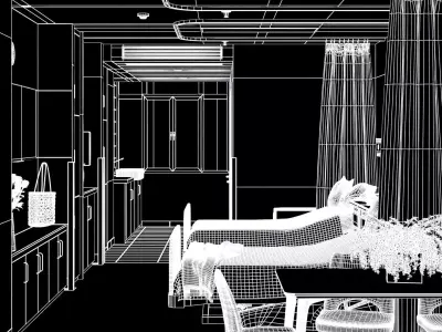 Modern Hospital Accomapanying Room 3D model