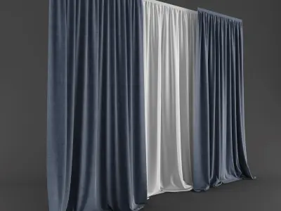 Blue Curtains Free 3D model