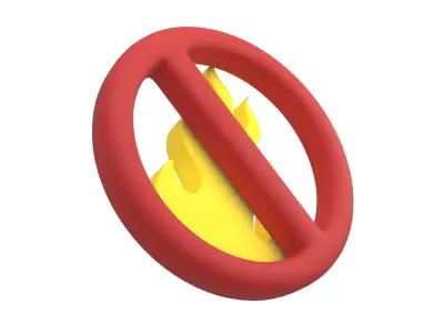 No Fire Icon V1 004 Low-poly 3D model
