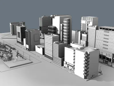 hongdahe city street with tall buildings 3D model