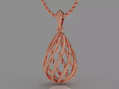 Elegant Teardrop Pendant with Spiral Woven Detail 3D print model