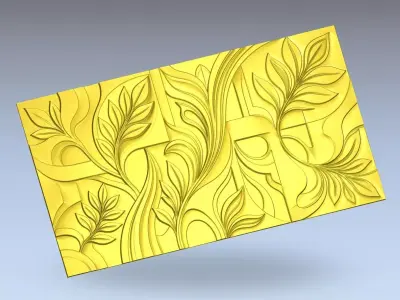 Modern Abstract Relief Panel Wall Decor Set STL Mural CNC 328 3D model