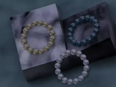 Nature Inspired Cracked Ice Glass Bracelet Set  3D Jewelry Model 3D model