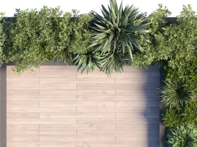 Backyard Urban Environment Urban Furniture Green Benches 3D model