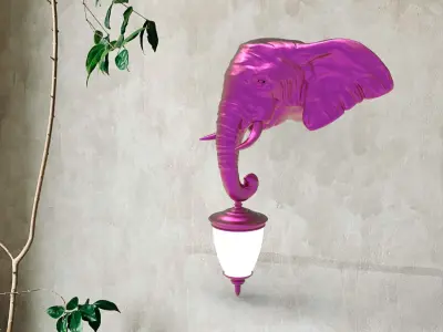 Elephant Head Wall Lamp 3D print model