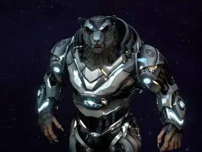 Bear sky fi Low-poly 3D model