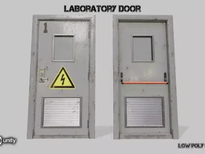 Laboratory door grey Low-poly 3D model