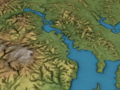 Hobart - Topography Terrain Low-poly 3D model
