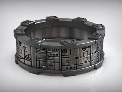 Cyber Punk Sci Fi Wedding Band 3D print model