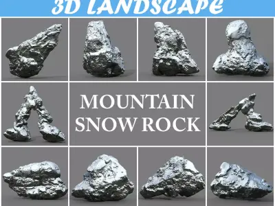 Low poly Snow Rock -190426 Low-poly 3D model