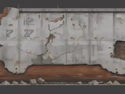 Urban Destroyed Wall 3D Model Low-poly 3D model purchase
