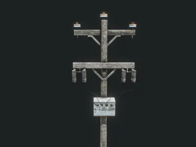 Concrete Utility Pole 3D Model Low-poly 3D model