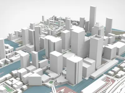 Cityscape  London business district Canary Wharf  England 3D model