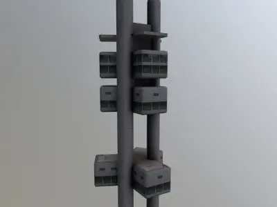 Prague Zizkov TV Tower Low-poly 3D model