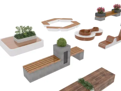 Park Bench Package 3D model