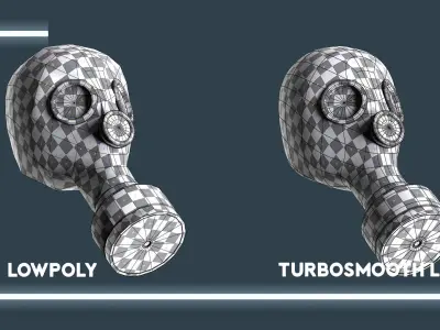 10 Gas masks base mesh Low-poly 3D model