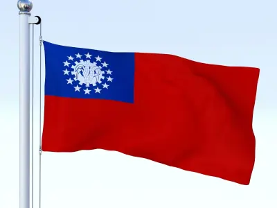 Animated Myanmar Flag Low-poly 3D model