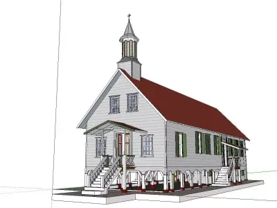 Architecture-Religion-God-Culture-Temple-074 church with stee... 3D model