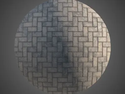 Large Area Herringbone concrete paving 02 - 15 Variations Texture