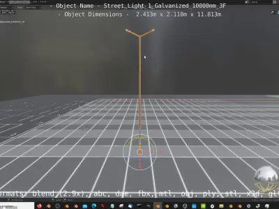 Street Light 1 Galvanized 10000mm 3F Low-poly 3D model