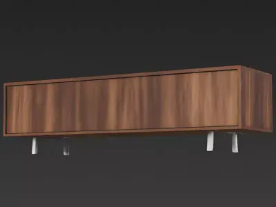 Modern Walnut TV Console 3D Model Low-poly 3D model