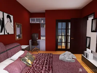 Apartment with a combined kitchen and a sitting area 3D model
