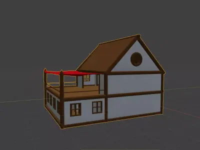 Medieval Low-poly Tavern  Low-poly 3D model