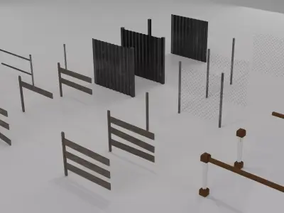 Fence Pack Low-poly 3D model get