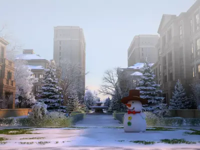 Residential Snow Scene 3D model
