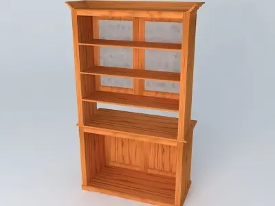 Sideboard wooden hutch with glass doors Free 3D model