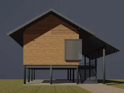 Tropical house with terrace 3D model