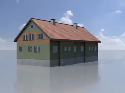 Modern multi-family house version 6 Low-poly 3D model