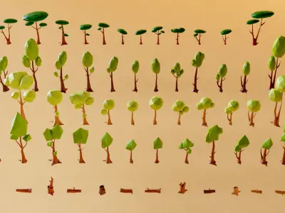 Tree and Trunk kitbash VOL 01 Low-poly 3D model