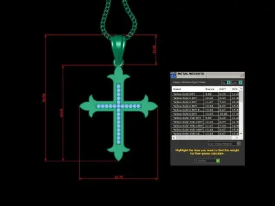 High Cross Pendant Light Gold 18K 4CP090 3D print model