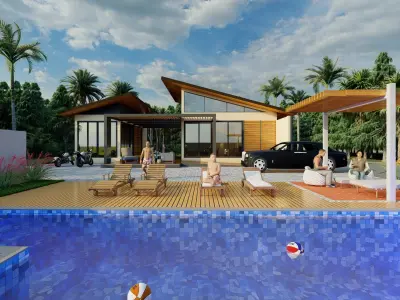  Exterior resort Scene Sketchup Model by  forest area 3D model