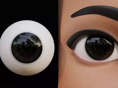 Black Disney-Style Cartoon Eyes Low-poly 3D model