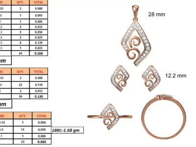Light wt Ring Earrings Pendant set stl jcd 1-render details 3D print model 14