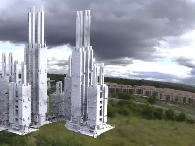 Russian Modern architecture city Street 3D model