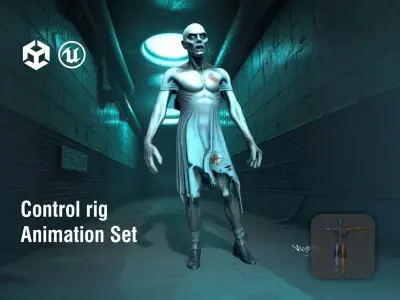 Sewer Zombie with Algae Stains Low-poly 3D model