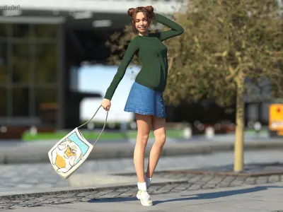 Urban Style Young Woman Rigged for Maya 3D model