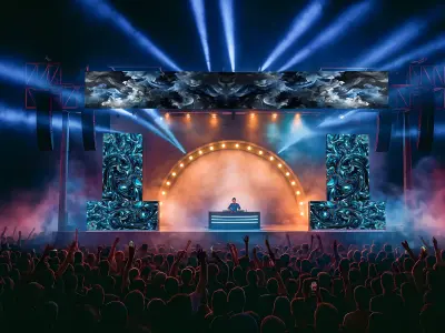 Modern EDM Concert Stage with LED Screens  3D model