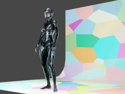 Cyber Woman Low-poly 3D model