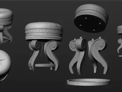 Sgabello leather stool 3D print model