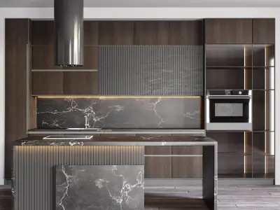 KITCHEN 1 modern design with marble counter tops 3D model