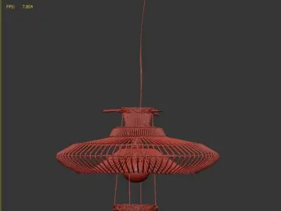 Rattan lamp bamboo 29 3D model
