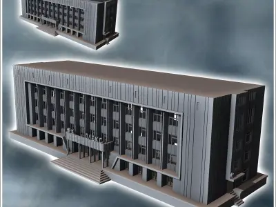 Soviet Russian administrative building on platform with central  3D print model
