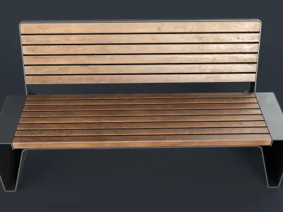 Modern Outdoor Bench 8 PBR Game Ready Low-poly 3D model