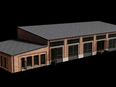 BRICK FACTORY SCHOOL PRISON BUILDING CITY TOWN COLLECTION Low-poly 3D model