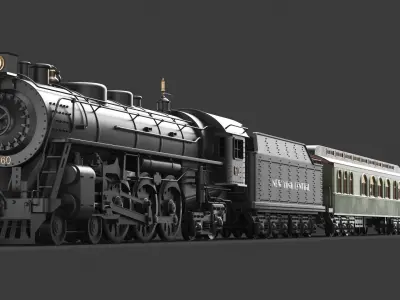  Two Full Detailed Steam Trains With Interior 