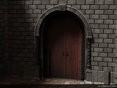 D Kit 00 Demon Castle Architecture Kit - Court Kit Low-poly 3D model